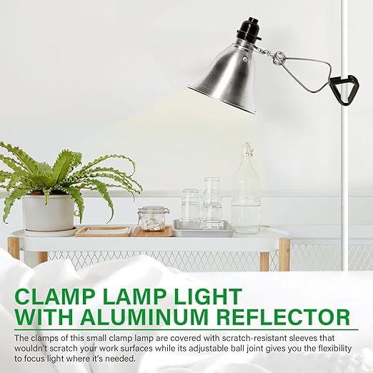 Simple Deluxe Clamp Lamp Light Socket with 5.5 Inch Aluminum Reflector, Suit for Max 60 Watt Lamp (No Bulb Included) with 18/2-Gauge 6 Feet Cord, 6-Pack