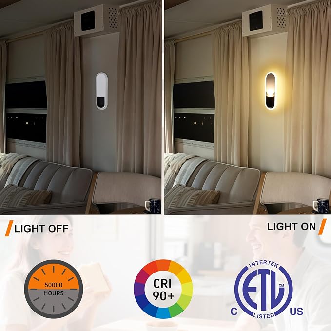 Facon 12V RV Wall Sconce Reading Light - 10.5'', Dual-Zone Wall Lighting & Spot Light with Independent Switch, RV Interior Light for Bedroom, Camper, Trailer, Tiny Homes
