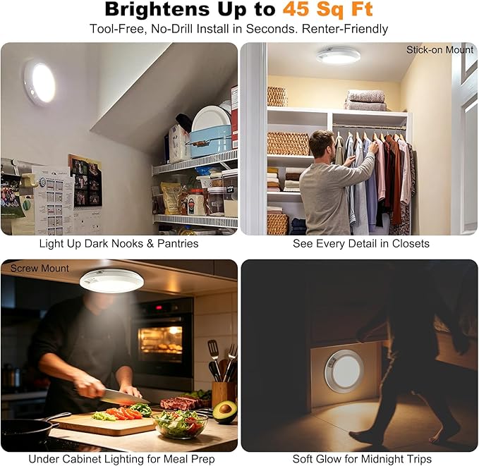 Wireless LED Motion Sensor Light Indoor, AA Battery-Operated Closet Light | Stick-on Under Cabinet Light No Wiring, 6.3" 210LM 6000K Daylight, for Hallway Shed Pantry, 1-Pack