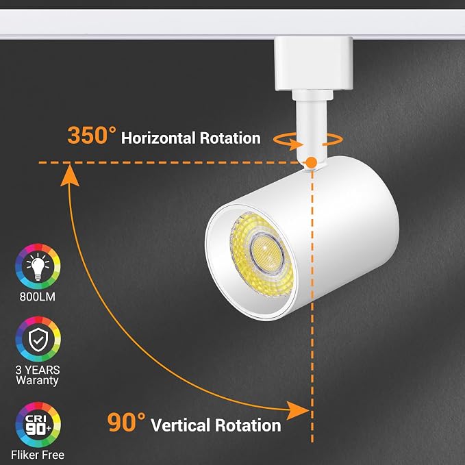 Remote Control H Type Track Lighting Heads Dimmable, White 8 Pack | LED Track Light Heads, 2000K to 6000K Adjustable Ceiling Spotlight for H Track Lighting Rails, CRI90+ 24° 10W 800lm