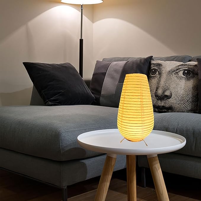 10 Inch Battery Operated Lamp, Cute Paper Lamp, Cozy Accent Table Lamp, Small Tabletop Night Light for Bedroom Living Room Desk