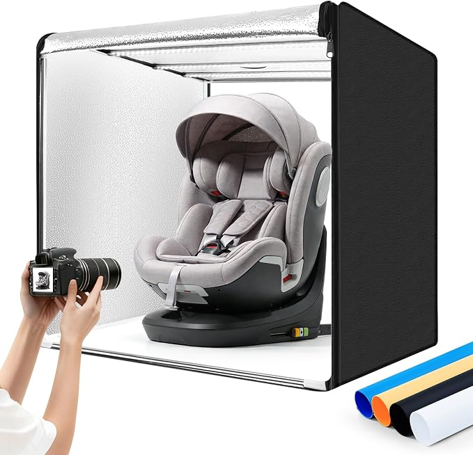 Photo Light Box, 39 inch Photography Light Box with 210 LEDs Lights & 4 Color Backgrounds Professional Dimmable Shooting Tent Kit for Large Product Photography