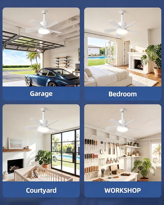 Ceiling Fan with Light, 17'' Flush Mount Low Profile Fan for Bedroom &Patio | Quiet Reversible DC Motor, 6-Speed, 3-Color Temp Dimmable LED Light with Remote & Timer, Indoor Small Ceiling Fan White
