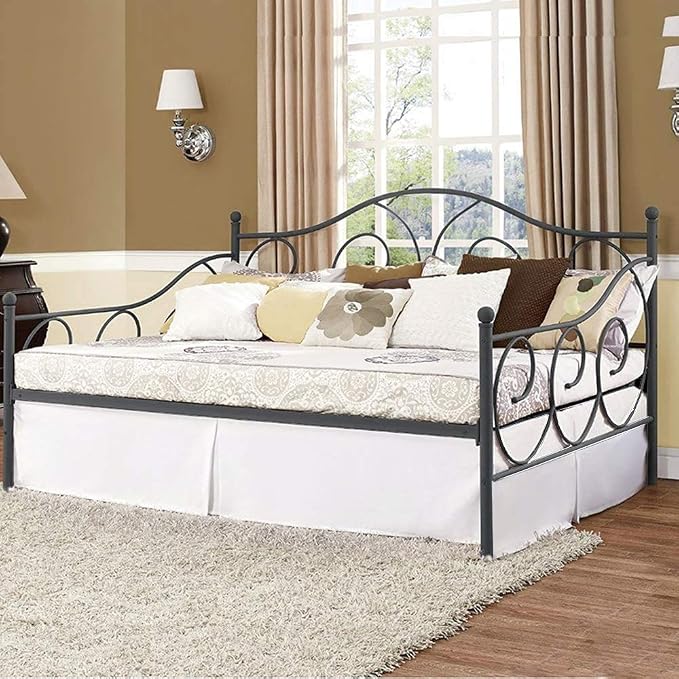 Pleated Bed Skirt with Split Corners for Daybeds - Three Side Coverage - Made with Brushed Microfiber, (Twin Size, White Solid)/18 Inch Drop