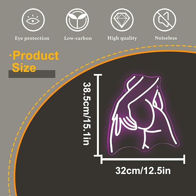 Pretty Ladies Body Neon Sign, Woman Body Neon Light,Lady Buttocks Neon Sign, Aesthetic Pink Ass Line Art Neon Light, USB Powered for Bachelor Club Garage Party Bedroom Bar Shop Logo Business Signs