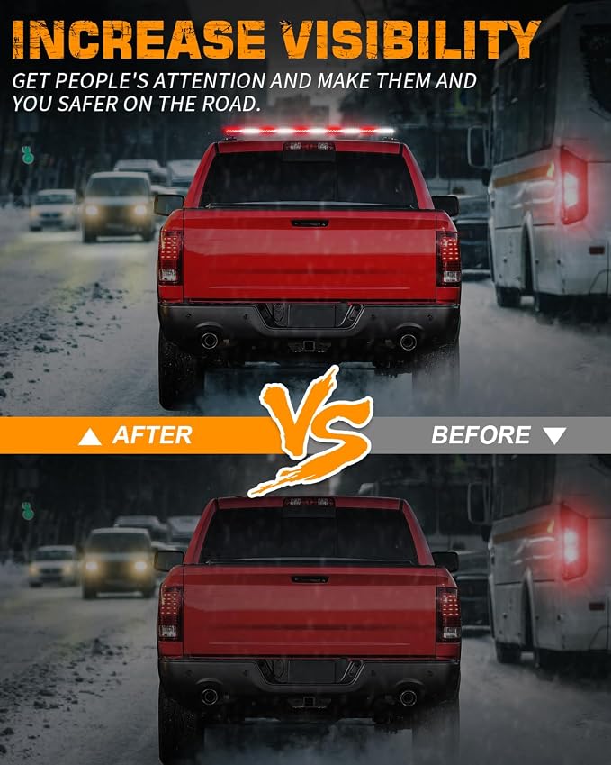 45.5" 128 LED Roof Emergency Lights Red White Strobe Light Bar | Top Flashing Warning Hazard Safety Caution Magnetic Mount Double Side Traffic Advisor Lights for Vehicles Trucks