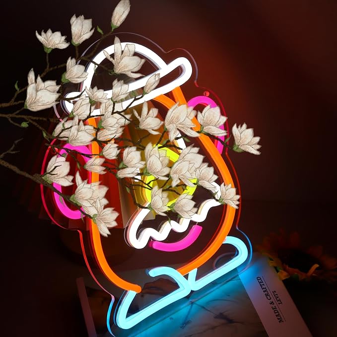 Cartoon Potato Figure Neon Sign Wall Decor for Boys Girls Room | USB powered dimmable colorful cartoon potato farmer neon with hat design, cute cartoon character gift for cartoon movie fans