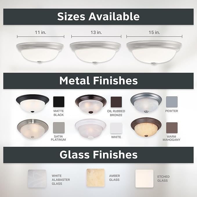 DESIGNERS FOUNTAIN Reedley 2-Lights Flush Mount Ceiling Light, 11 Inch Lighting Fixture for Kitchen, Bedroom, Bathroom, and Hallway, Pewter with Etched Glass, 1257S-PW-W