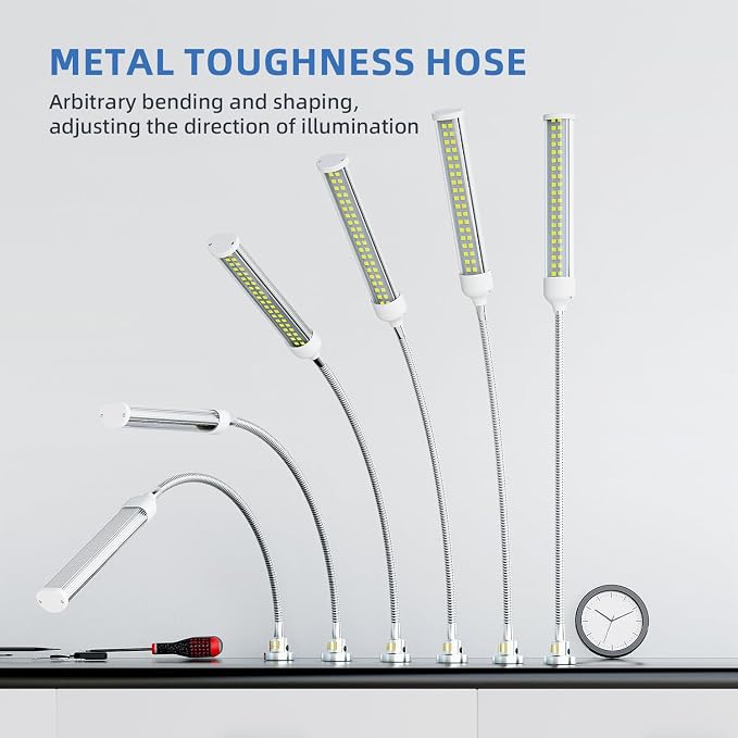 LED Magnetic Work Light, 15W high Brightness,Flexible Gooseneck lamp with Strong Magnetic Base for Lathe Milling Drill Press Industrial 1500lums Lighting 110-230V