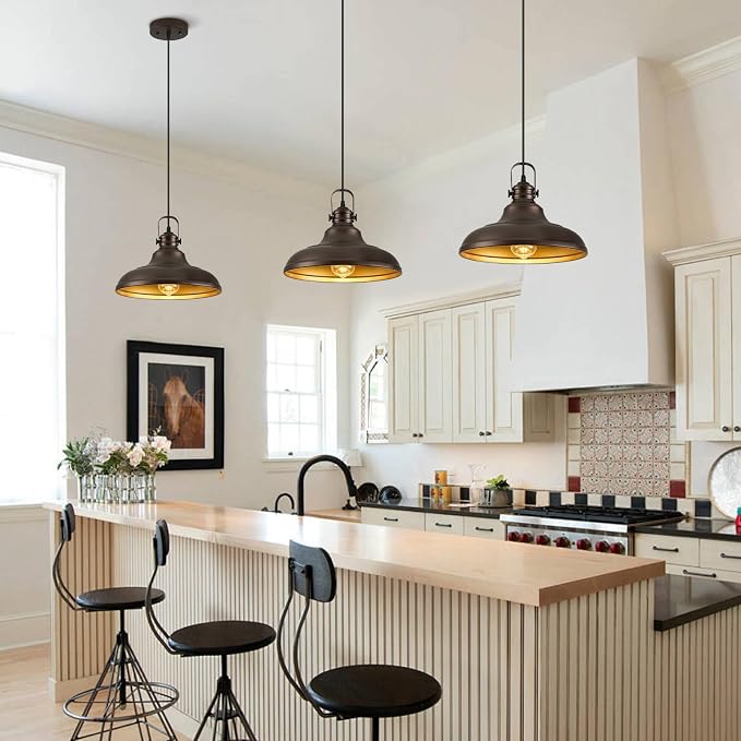 Oil Rubbed Bronze Pendant Light Modern Pendant Lights for Kitchen Island Hanging Lighting Fixture Over Sink for Dinning Room Bedroom Hallway,2 Packs
