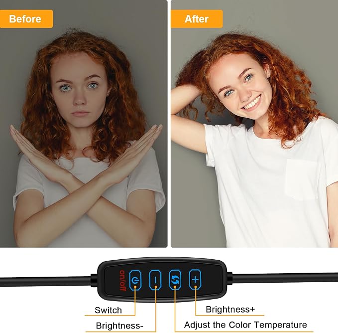Video Conference Lighting - Webcam Light for Streaming, 3 Color Adjustable & Anti-Blue-Light, LED Monitor Laptop Light for Zoom Calls, Video Conference, Online Class, Live Streaming