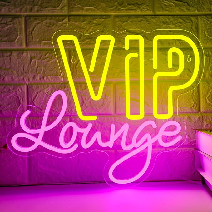 VIP Lounge Neon Signs for Wall Decor, VIP LED Neon Light Signs for Bar, Hotel, Cafe, VIP Room, Club, Business, Home Lounge Decoration, USB Powered