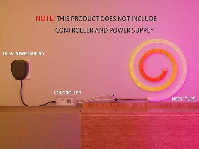 9.8FT WS2811 WS2812B 360 Degree Round Reticulate Pattern Neon LED Strip 50Leds/m Smart RGB+IC Flexible Silicon Dream Color Rope Light Tape DC5V(No Adapter or Controller)
