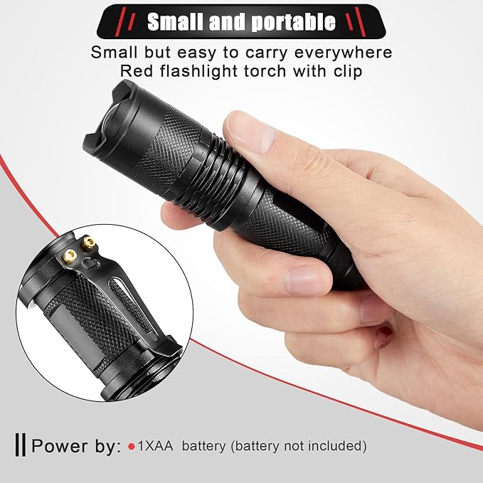 Honoson 16 Pieces Red Light Flashlight LED Single Mode Torch 1 Mode Scalable Red Lens Filter Flashlight for Night Astronomy Aviation Observation Beach Turtle Safe