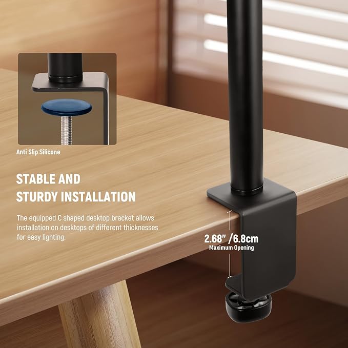 NEEWER Basics 18W 7" Desktop Ring Light with Stand for Desk, Video Conference Streaming Recording Makeup Selfie Computer Laptop Zoom Lighting, Full Screen LED Circle Ringlight with Arm & C Clamp, R18