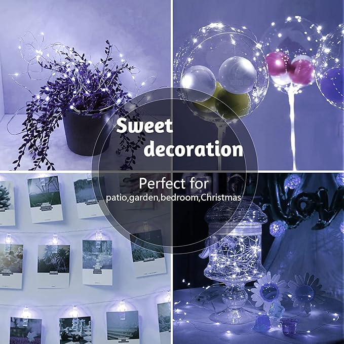 6 Pack LED Fairy Lights Battery Operated 20FT 60 LEDs Silver Wire String Lights Twinkle Lights Starry Fairy Lights for Bedroom Christmas Wedding Party Indoor Outdoor Decorations, Cool White