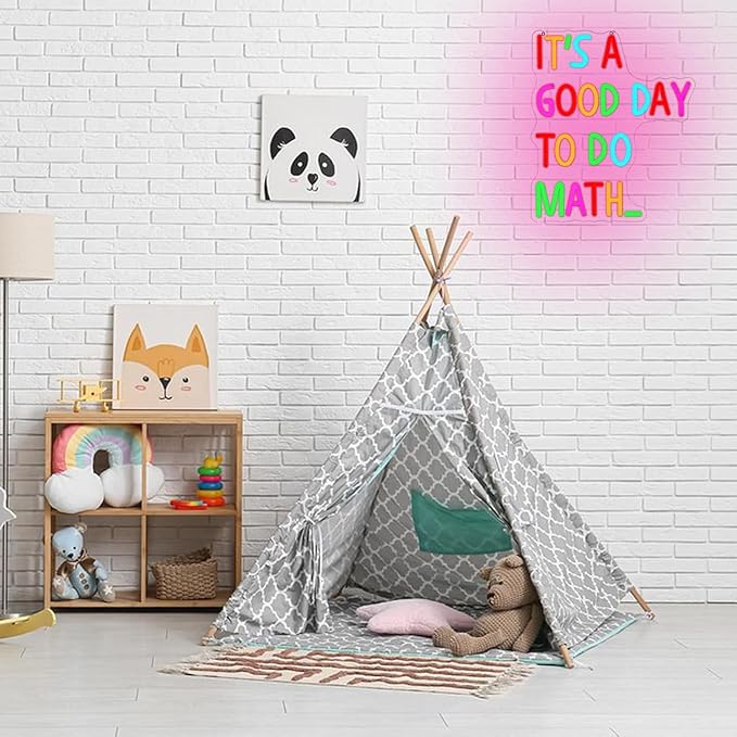 It's A Good Day To Do Math Neon Sign for Classroom Math Neon Light Colorful Letter Led Neon Signs Classroom LED Neon Lights for Kids Room Library Decoration