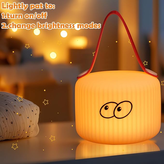 Lantern Night Light, Cute Lantern Night Lamp for Kids Bedroom USB Rechargeable Lamps 2 Brightness Levels, Nursery Bedside Delay-Off Nightlight for Boys Girls Birthday Thanksgiving Christmas