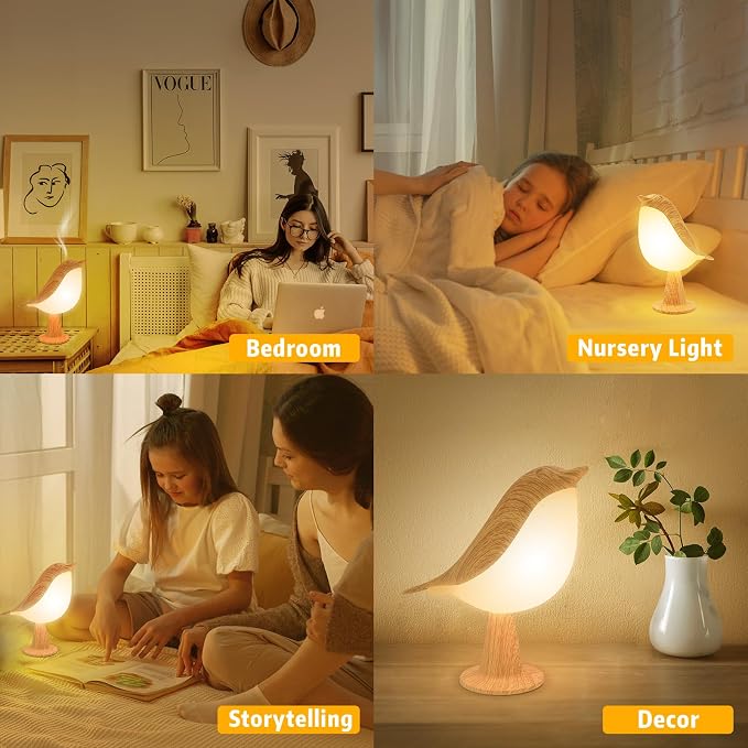 Deogos Small Desk Lamp, Cute Bird Light Cordless Lamp with 3 Color Temperature and Touch Sensor,Kids Night Light with Rechargeable Battery for Bedroom Nightstand Bedside Table Room Decor | Cute Bird Night Light, Rechargeable Table Lamp with 3 Color Mod...