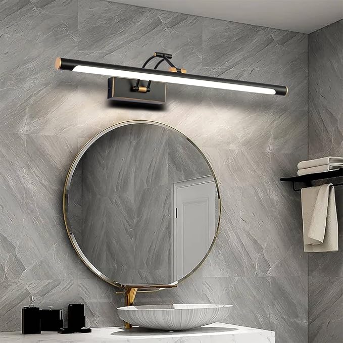 Modern Adjustable 270° Rotatable Black Gold LED Vanity Light, 23.6 Inch Black Gold Bathroom Light Over Mirror (5000K White Light)