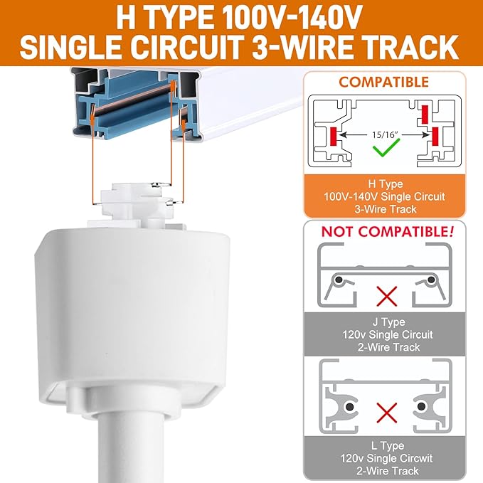 10W H Track Lighting Heads, Dimmable LED Track Lighting Heads Fixtures Bright 3000K Warm White Track Light Head for Accent Task Art, Flicker Free CRI90+ 24° 900lm (White, 10W - 8 Pack)
