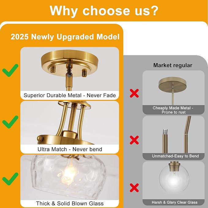 Modern Pendant Lights Kitchen Island, Brushed Gold Pendant Light Fixtures with 10" Clear Hammered Glass Shade, Industrial Hanging Pendant Lights Fixture for Kitchen Island Dining Room Bedroom Entryway