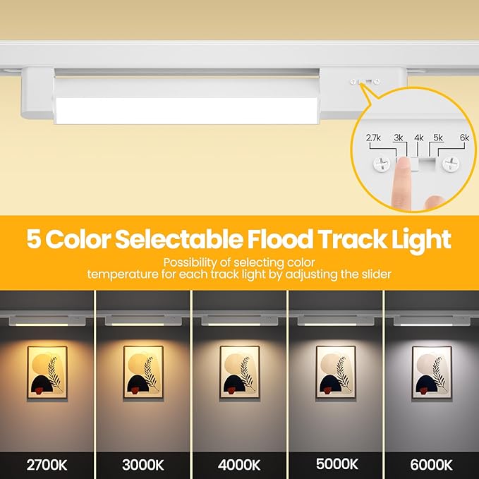 5 Color Linear H Track Lighting Heads H Type Track Light Heads Dimmable LED Track Lighting Fixtures Ceiling Spotlight, H Style Track Heads for H Track Lighting Rails - White CRI90 25W 2 Pack