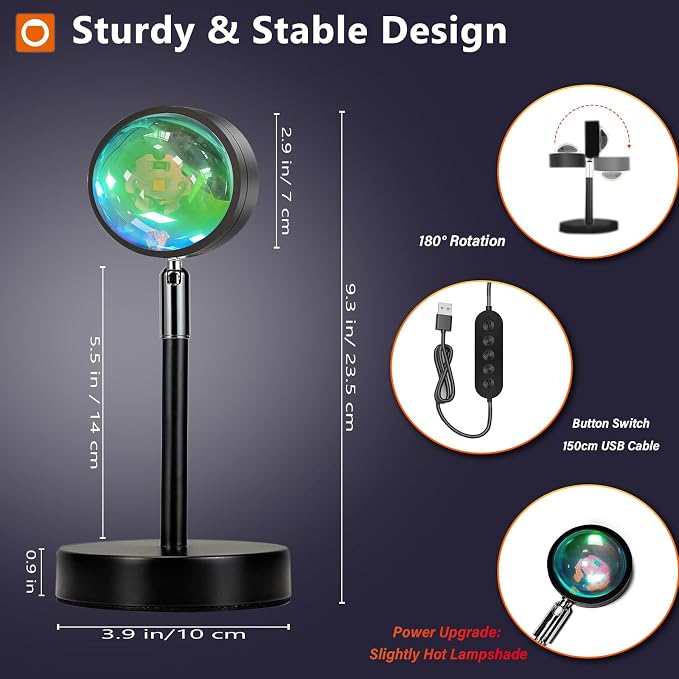 Sunset Lamp Projector with Remote Control, Multiple Colors LED APP Control Sunset Light Three Control Methods Night Light for Room Decor/Christmas Gift/Photography/Party/Bedroom Decor
