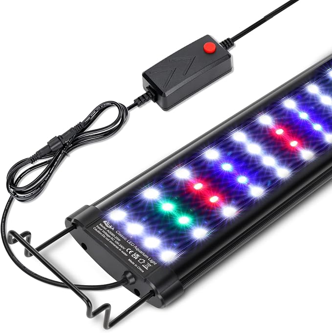 AQQA Aquarium Light,Full Spectrum LED Fish Tank Lights | 12"-54" Adjustable Multi-Color White Blue Red Green LEDs with Extendable Brackets,14W-31W for Freshwater Plants 31W (48"-54")