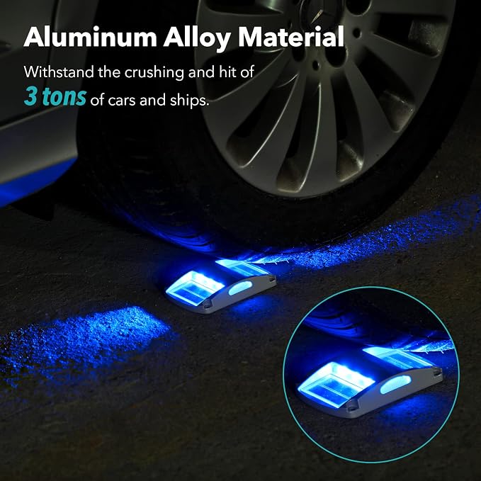 AGPTEK Solar Driveway Light 1 Pack, Outdoor Deck Dock Marine Waterproof | LED Solar Powered Driveway Marker Lights for Warning Step, Sidewalk, Pathway, Garden, Yard (Blue Light)