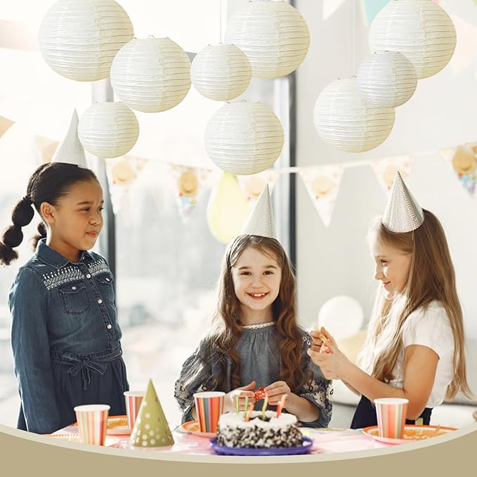Cream Paper Lanterns 9Pcs Hanging Round Paper Lanterns Lamp for Wedding Engagement Birthday Baby Shower Bridal Shower Party Decoration