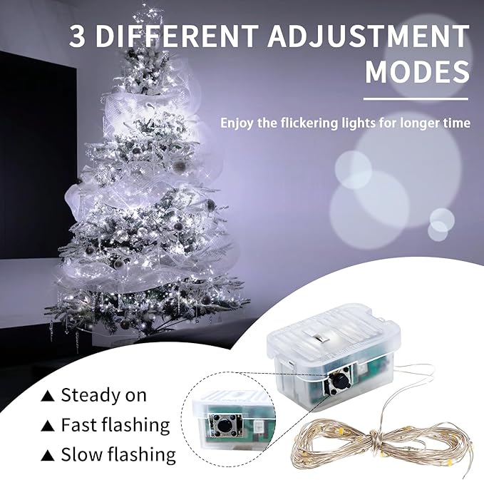 50 Pack Fairy Lights 7Ft 20 LED Twinkle String Lights 3 Modes Battery Operated Waterproof Firefly Starry for Mason Jar Wedding Party Bedroom Patio Christmas Day Table Centerpieces,Cold White
