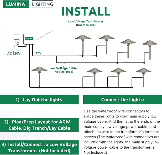 3W Landscape Lighting 12V Low Voltage Path Lights Warm White Waterproof Outdoor Replaceable G4 LED Bulb for Garden Pathway Lawn Yard Bronze 8-Pack