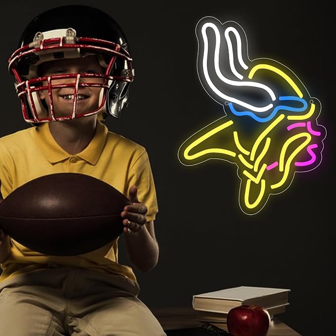 Football Neon Sign for Wall Decor Football Team Led Neon Light for Man Cave | Dimmable Rugby Team Logo Led Sign for Bedroom Party Club Bar Dorm Garage Decor Birthday Gift for Rugby Fans Size 15.7*11.8 In