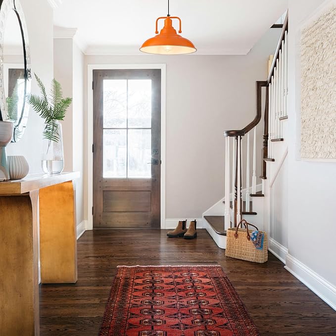 Farmhouse Pendant Light, 2 Packs 12.5inches Orange Kitchen Pendant Lights, Island Pendant Lights, Modern Pendant Lights, Pendant Light for Kitchen, Living Room, Bedroom, Hallway