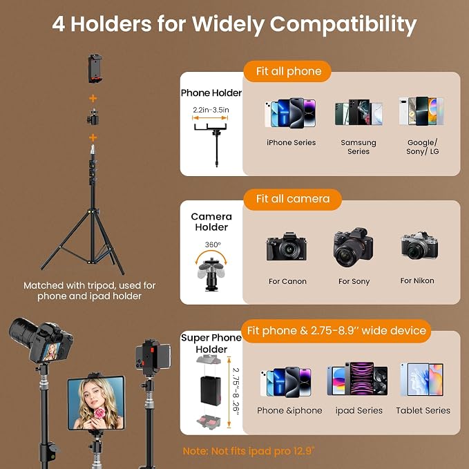 18" Ring Light with Stand: Touch Screen LED Display & 60" Tall Tripod, | 3 Color modes 6500K / 2 USB Ports Foldable LED Big Ring Light Tripod for Live Stream,YouTube,TikTok Video Shooting