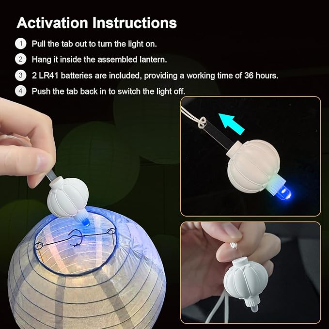 24 Pack Mini LED Lantern Lights - Battery Operated Small Lights for Paper Lanterns, Perfect for Party, Birthday, Wedding, Halloween, Christmas Decorations (Blue)
