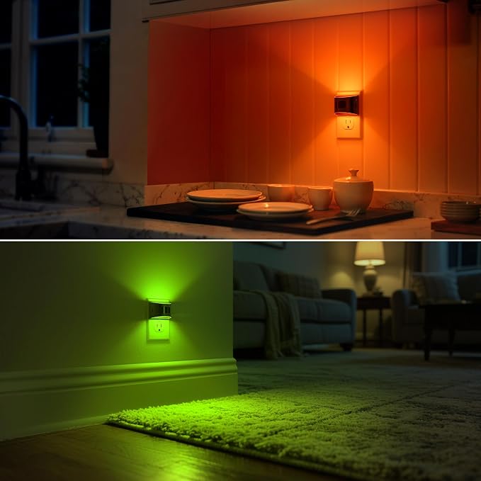 Motion Sensor Night Light, Night Lights Plug into Wall, RGB | 8-Color RGB Night Light, Motion Sensor, Dusk to Dawn, for Bedroom, Bathroom, Hallway, 2 Packs