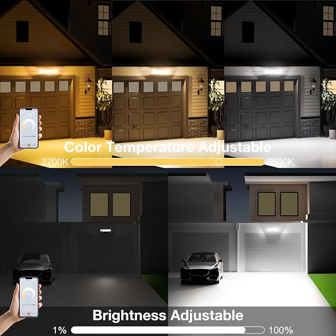 Onforu 120W Smart Flood Light Outdoor, 12000LM LED Security Light APP Control, WiFi Alexa Flood Lights Outside Floodlight with 5 Adjustable Heads, 2700K-6500K Exterior Light Fixture for Yard