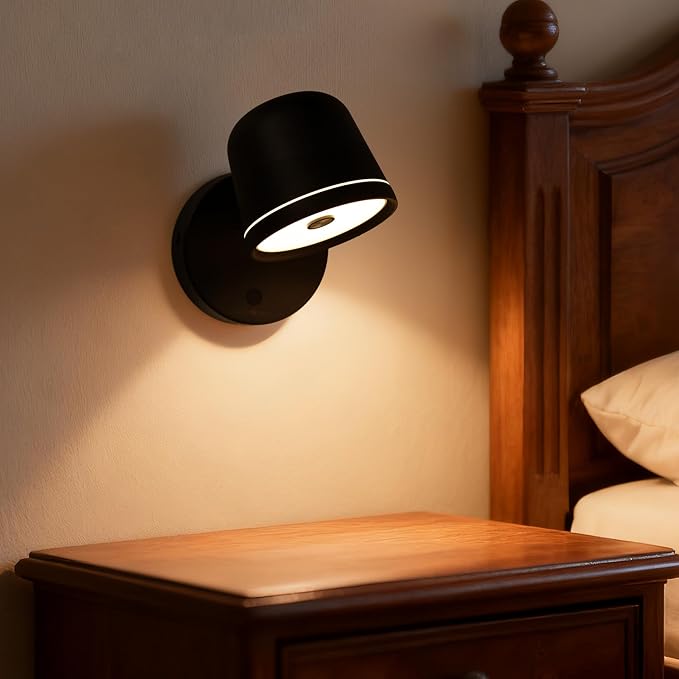 Aisilan LED Modern Wall Sconce with Touch Switch,12W Dimmable Hard-Wired Wall Light, Adjustable Black Hallway Light Fixtures, Up and Down Wall Mount Lamp for Bedroom Reading Living Room Bedside