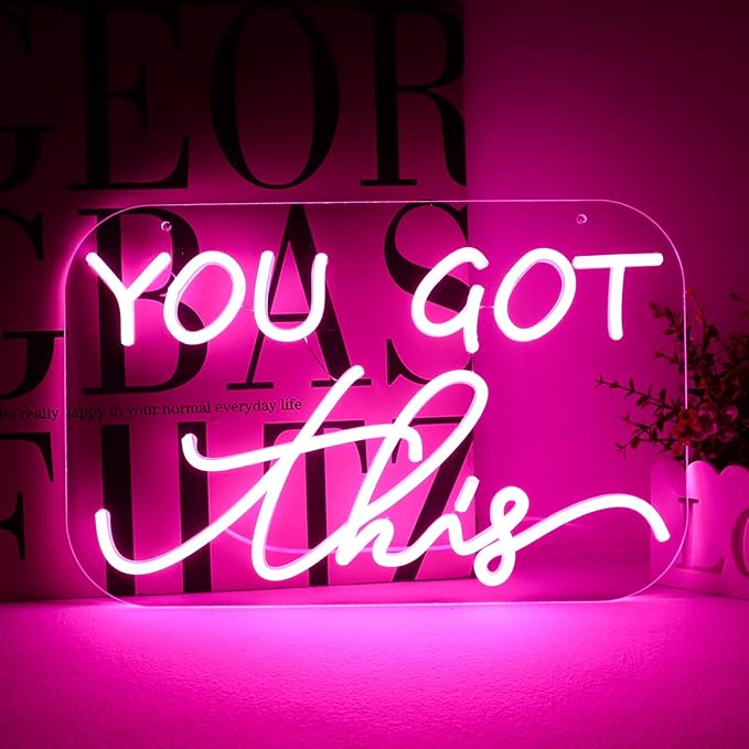 You Got This Neon Sign,You Got This Sign,You Got This Wall Decor, Led Pink Quotes Motivational Neon Sign for Gym,Office Teamwork,Home Family Sayings,Christmas Gifts 16.1 * 10.4Inch