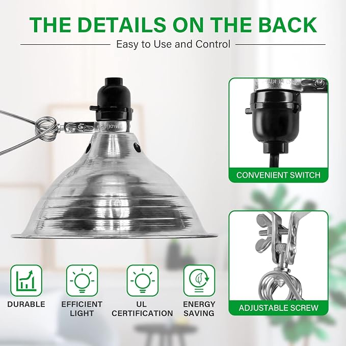 Simple Deluxe Clamp Lamp Light with 8.5 Inch Aluminum Reflector up to 150 Watt E26 Socket (no Bulb Included) 6 Feet 18/2 SPT-2 Cord, 2 Pack, Sliver