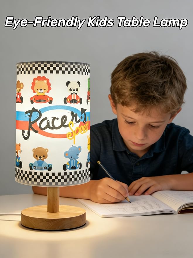 Animal Kids Lamp for Bedroom Boys Bedside Table Lamp 3-Colors Cute Nightstand Night Light Lamps for Bedroom with Cartoon Lampshade Animal Desk Lamp for Girls Boys Room Nursery Decor Gifts for Kids