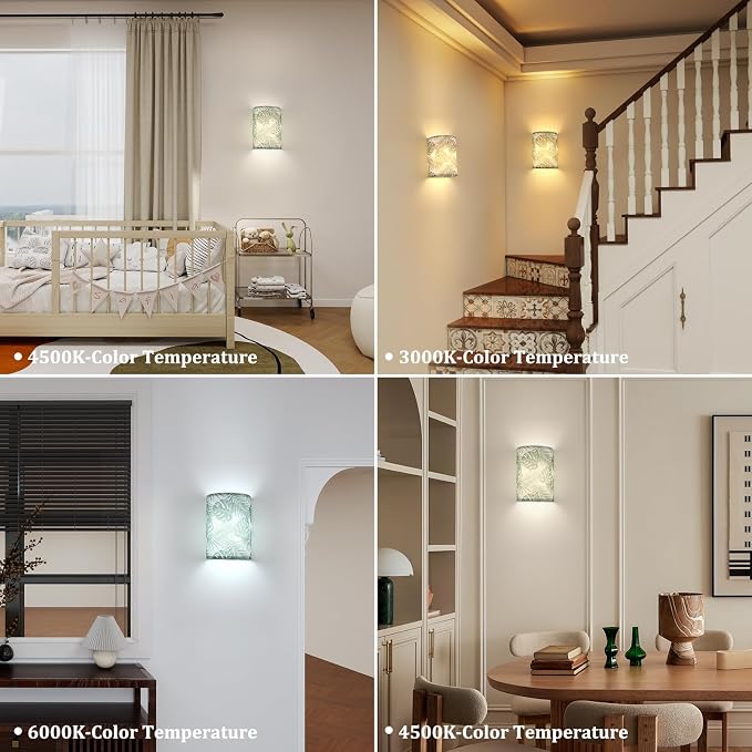 Shenmoyl Adhesive Battery Operated Wall Sconce Set of 2, 5000 mAh Battery Rechargeable Bulb with 12 RGB Colors, Stick on Wall Sconce No Drill Wall Lights, Pattern