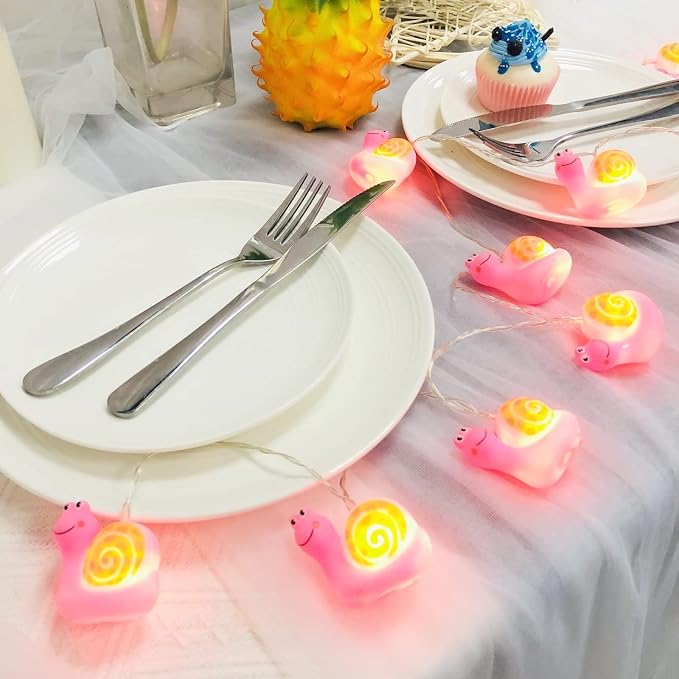 Cute Animal Snail Night Lights Snails String Lights 5.4FT 10 LED Battery Operated Bedroom Fairy Lights for Children Bedroom Home Holiday Decortion (Snails, 1.65m/10LED)