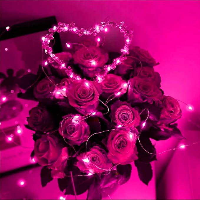 3 Pack Valentine's Day Pink Fairy Lights Plug in, 33Ft 100 LEDs Waterproof Twinkle Firefly Starry String Lights with Adaptor, for Wedding Christmas Indoor Outdoor Patio Garden Decoration