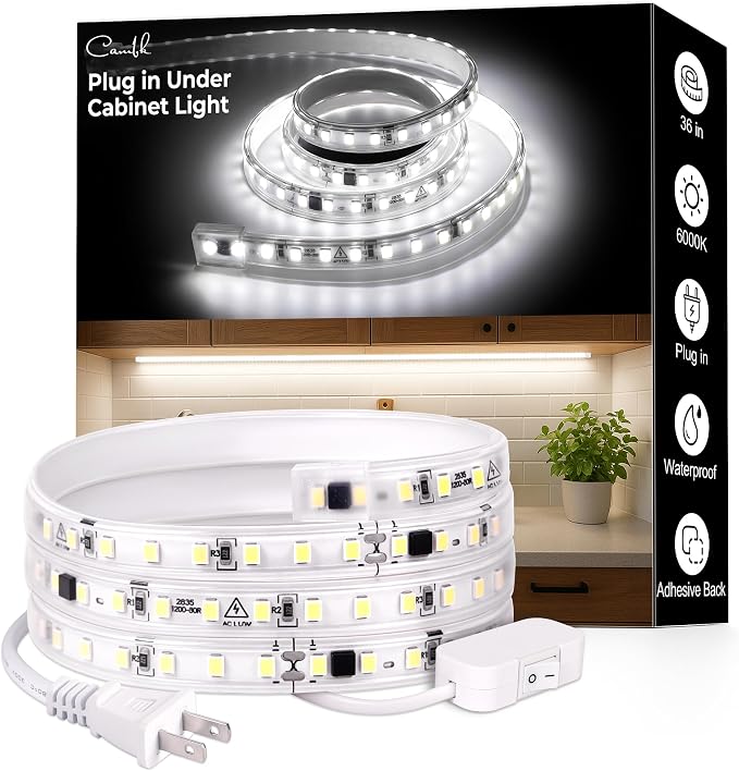 cambk 36inch Plug in Under Cabinet Lighting Strip for Kitchen