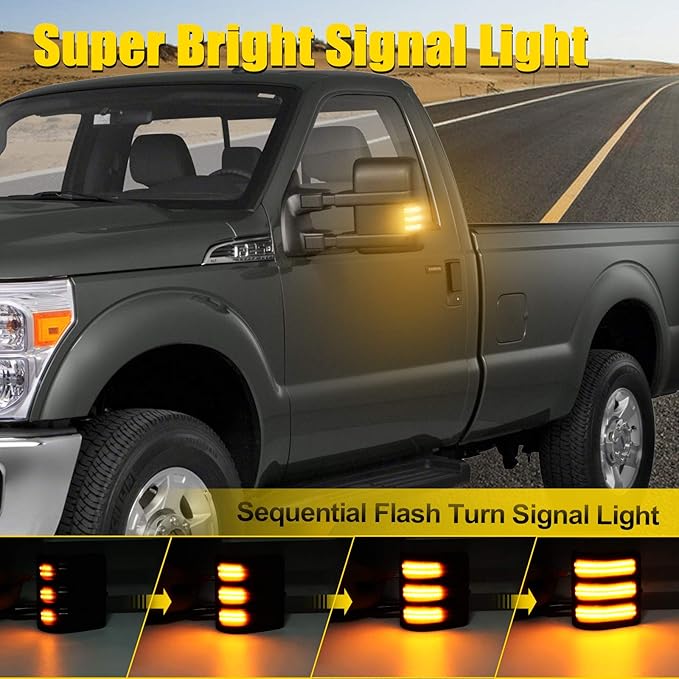 Switchback LED Side Mirror Marker Lights fit for 2008-2016 Ford F250 F350 F450 F550 Super Duty, Sequential Amber Turn Signal Lights, White Running Lights