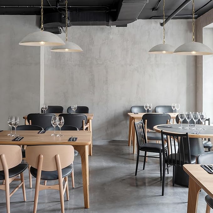 20" Kitchen Pendant Lighting Over Island, Cement Gray Modern Large Pendant Light, Adjustable Hanging Ceiling Light for Kitchen Living Room Dining Room Bedroom Café