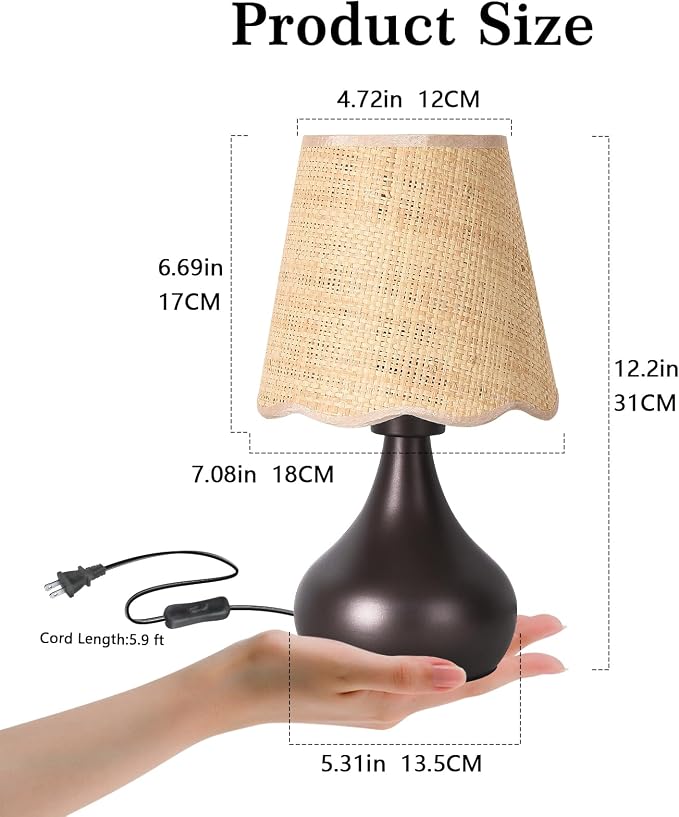 Ziqqeelam Oil Rubbed Bronze Small Table Lamp Touch Control, Farmhouse Bedside Lamps for Nightstand, Vintage Small Table Lamps for Small Spaces for Bedroom, Kitchen Counter, End of Table, Office